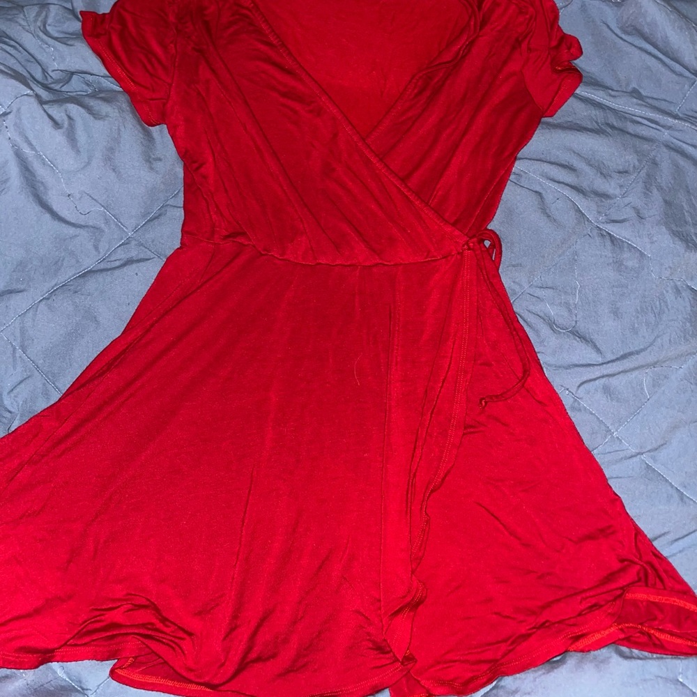 Elegant Red Wrap Dress